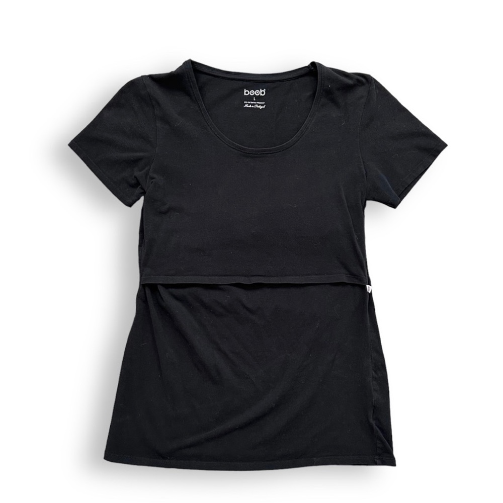 Boob Design Classic Short Sleeve Tee Black Nursing T-Shirt L - Picture 4 of 7